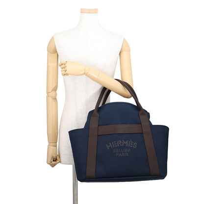 Hermes Sac de Panthere Ju Groom Navy Who Silver Twarshe Blanc Canvas Tote — view 4