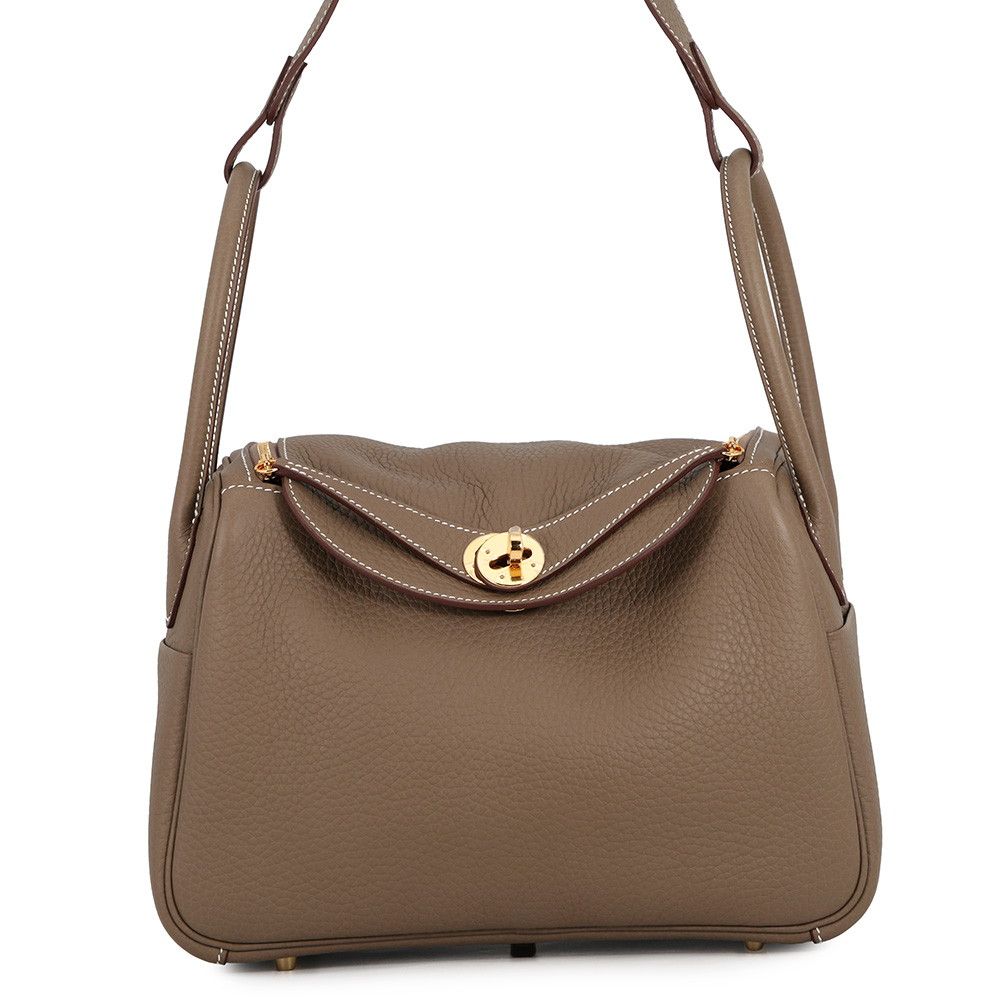 Hermes Lindy 26 Etoupe Gold Taurillon Clemence 2-Way Shoulder