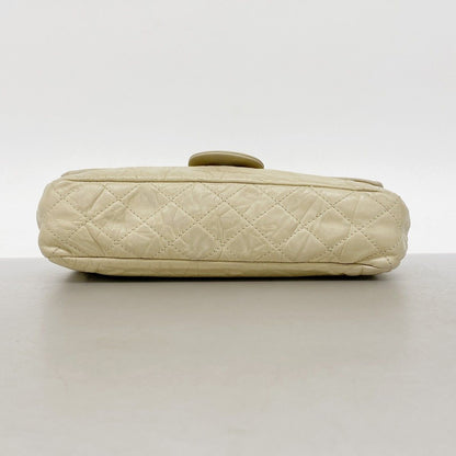 Chanel Shoulder Bag Quilted Calfskin Beige Silver — view 3