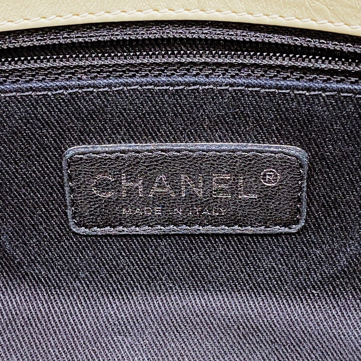 Chanel Shoulder Bag Quilted Calfskin Beige Silver — view 5