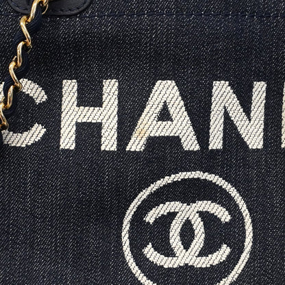 Chanel Chain Tote Deauville Denim Blue Gold — view 6