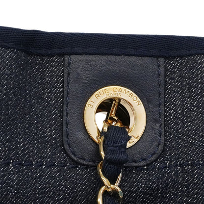 Chanel Chain Tote Deauville Denim Blue Gold — view 7