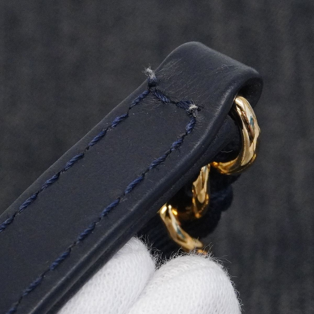 Chanel Chain Tote Deauville Denim Blue Gold — view 8