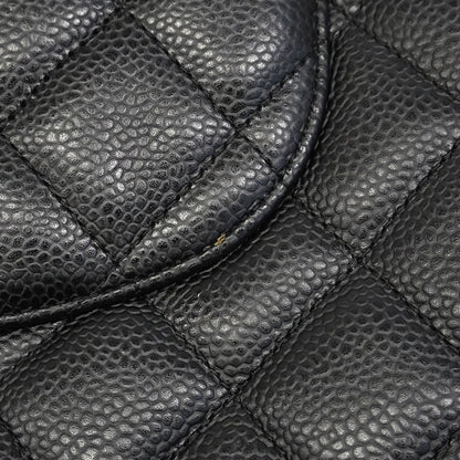 Chanel Shoulder Bag Maxi Quilted Caviar Leather Black Silver — view 8