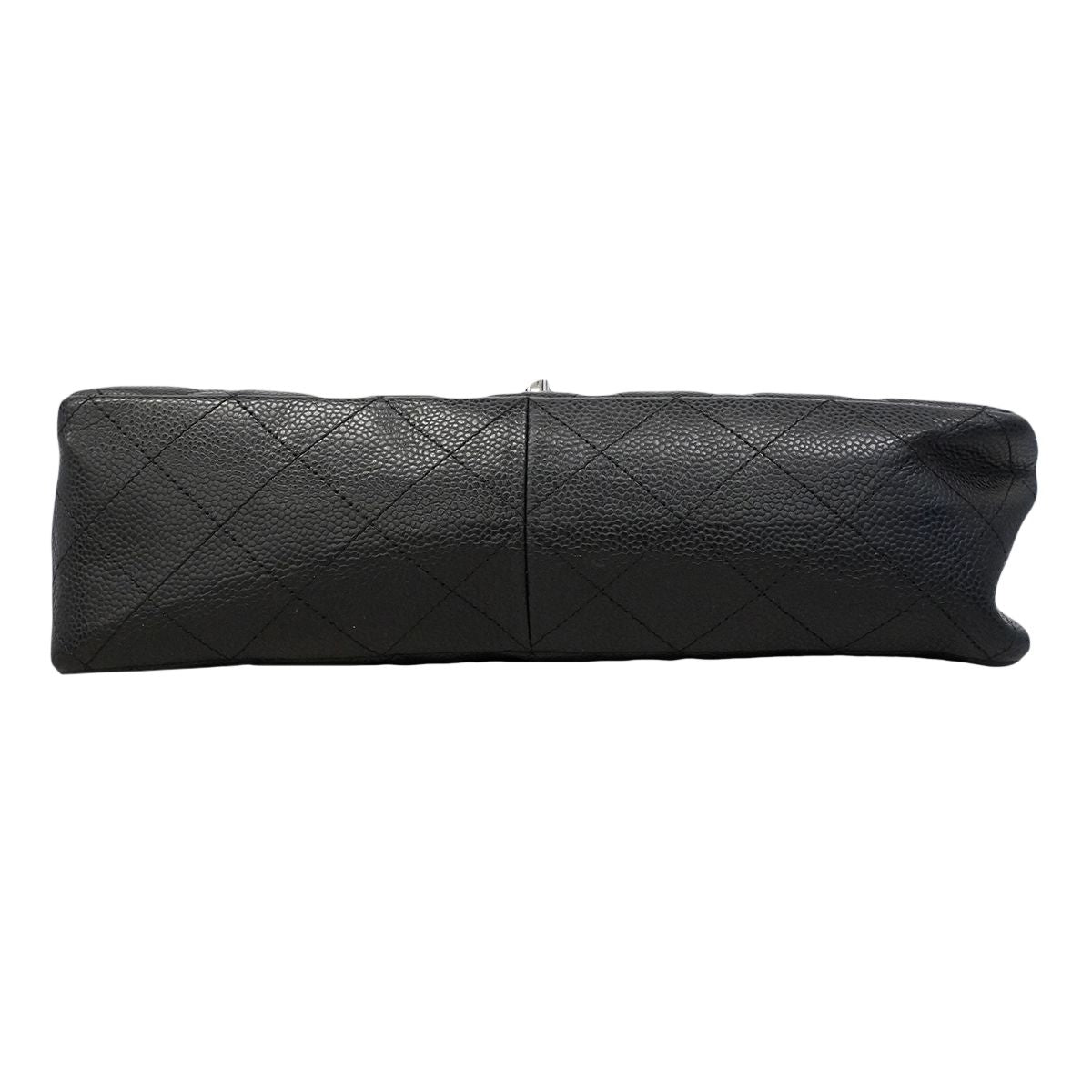 Chanel Shoulder Bag Maxi Quilted Caviar Leather Black Silver — view 3