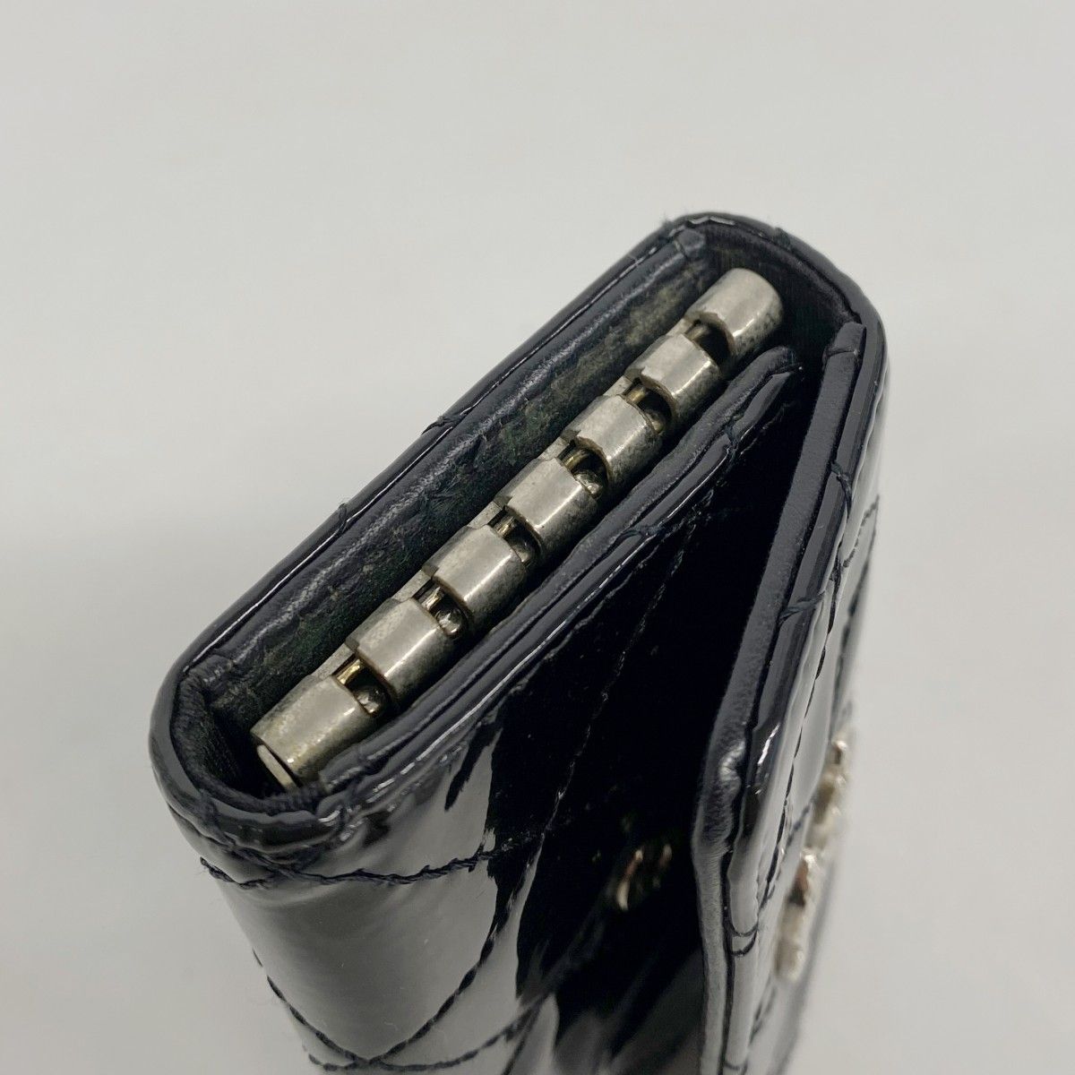 Chanel Key Case Patent Leather Black Silver Key Holder — view 7