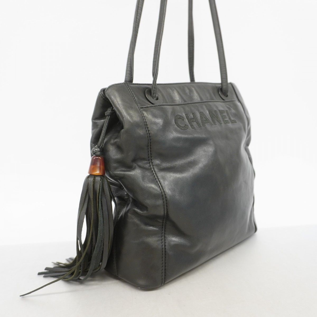 Chanel Tote Leather Black Silver — view 2