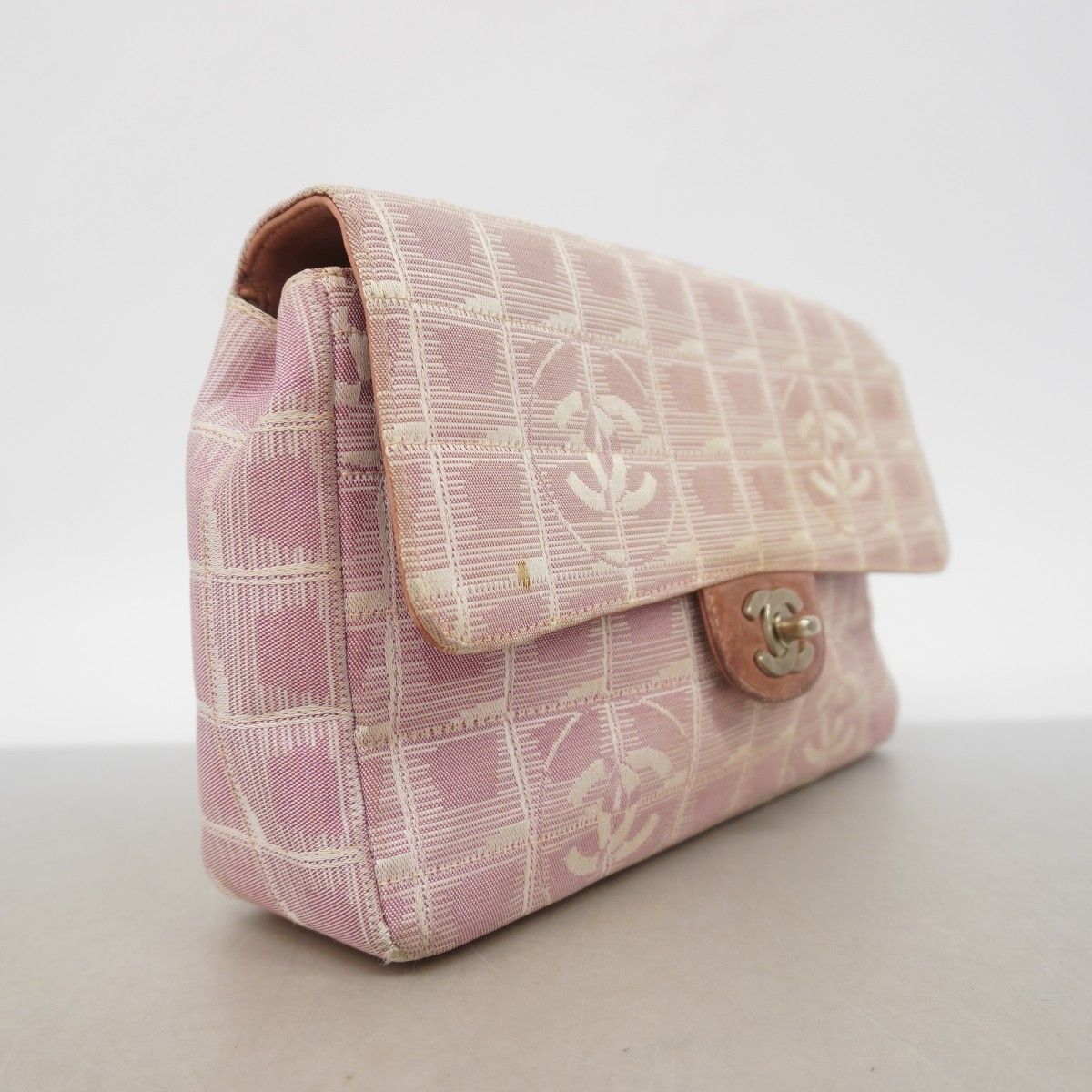 Chanel Shoulder Bag Nylon Pink Silver — view 2