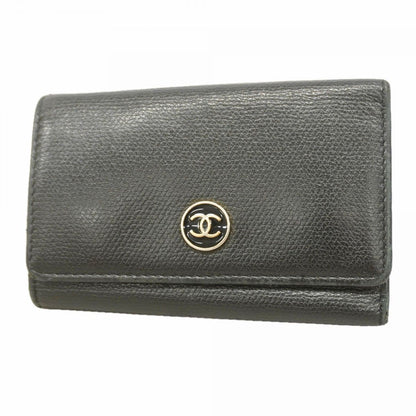 Chanel Key Case Here Caviar Leather Black Gold Key Holder
