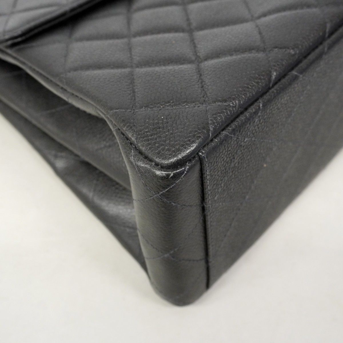 Chanel Shoulder Bag Quilted Caviar Leather Black Gold — view 6