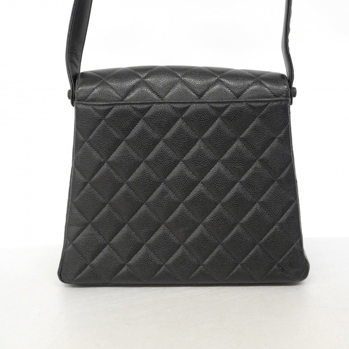 Chanel Shoulder Bag Quilted Caviar Leather Black Gold — view 8