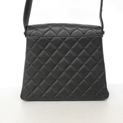 Chanel Shoulder Bag Quilted Caviar Leather Black Gold — view 8