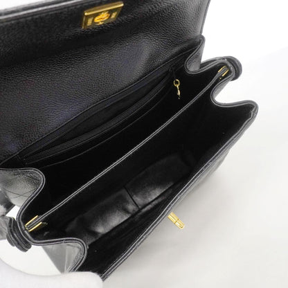 Chanel Shoulder Bag Quilted Caviar Leather Black Gold — view 4