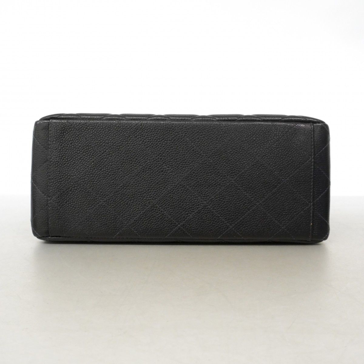 Chanel Shoulder Bag Quilted Caviar Leather Black Gold — view 3