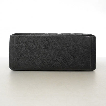 Chanel Shoulder Bag Quilted Caviar Leather Black Gold — view 3