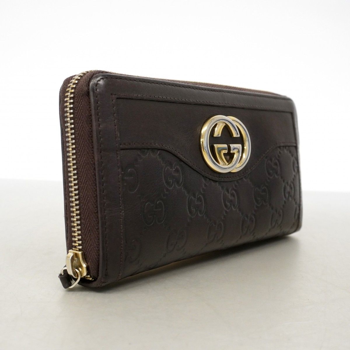 Gucci Wallet Guccissima Interlocking Leather Darkbrown Chien Panning Gold — view 2