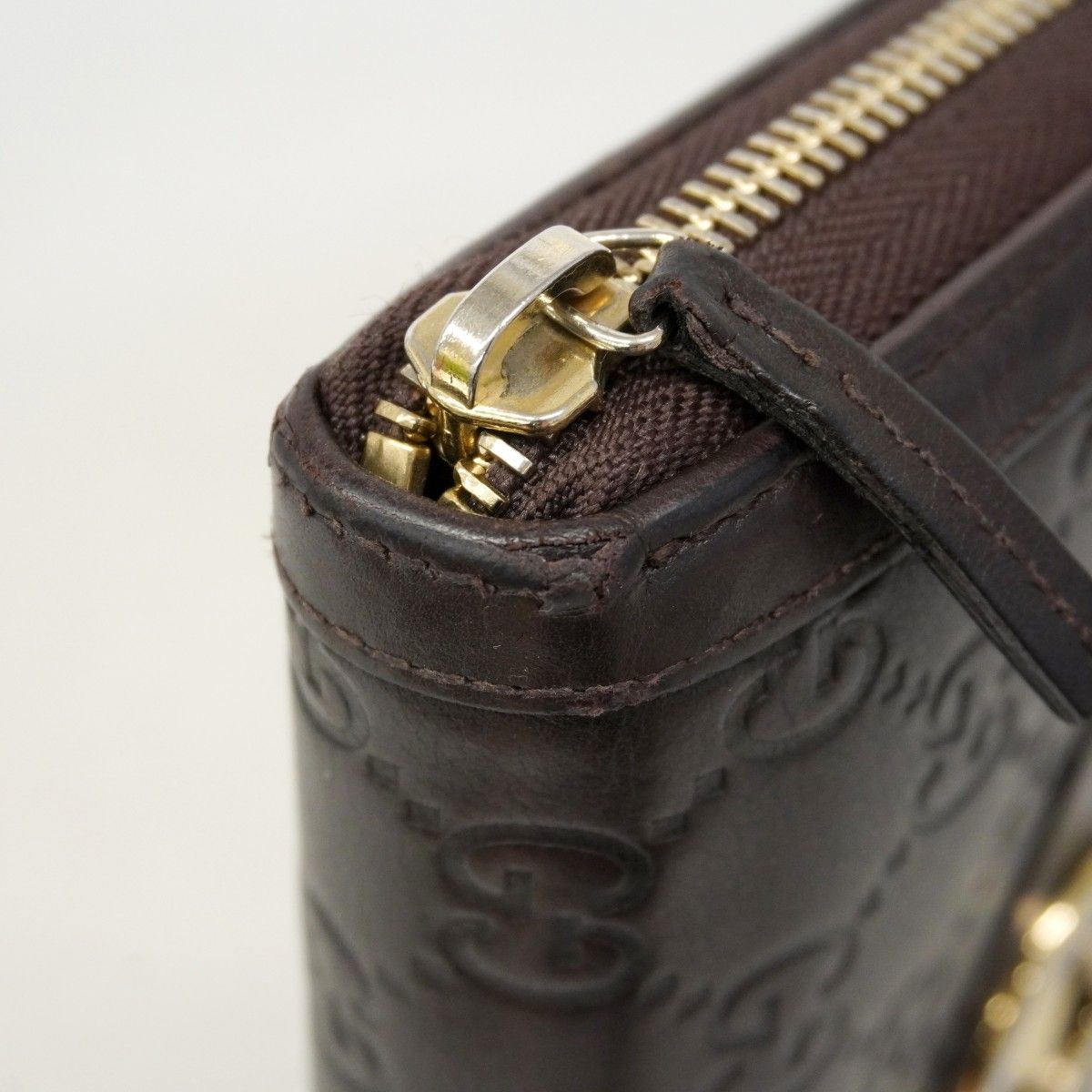 Gucci Wallet Guccissima Interlocking Leather Darkbrown Chien Panning Gold — view 6