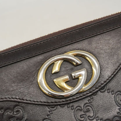 Gucci Wallet Guccissima Interlocking Leather Darkbrown Chien Panning Gold — view 9