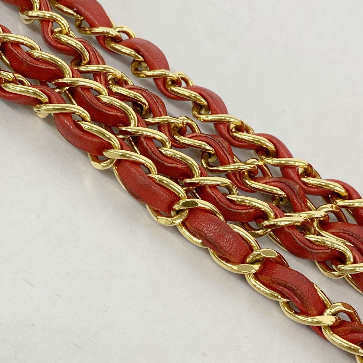 Chanel Shoulder Bag Quilted Lambskin Red Gold — view 8