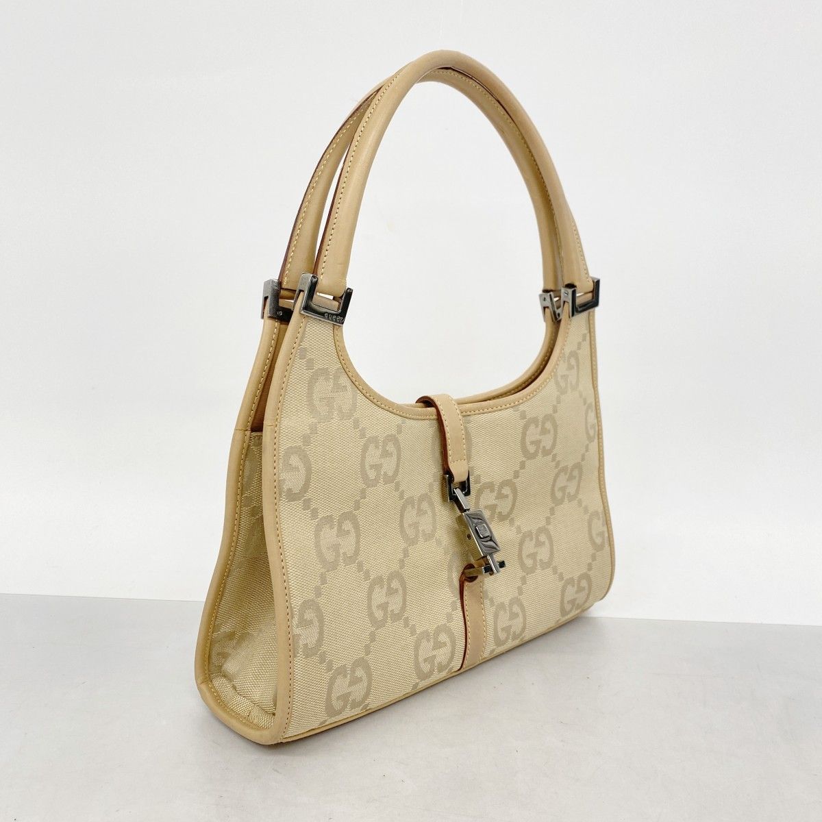 Gucci Handbag Jackie Jumbo GG 002 Canvas Lightbrown Silver — view 2