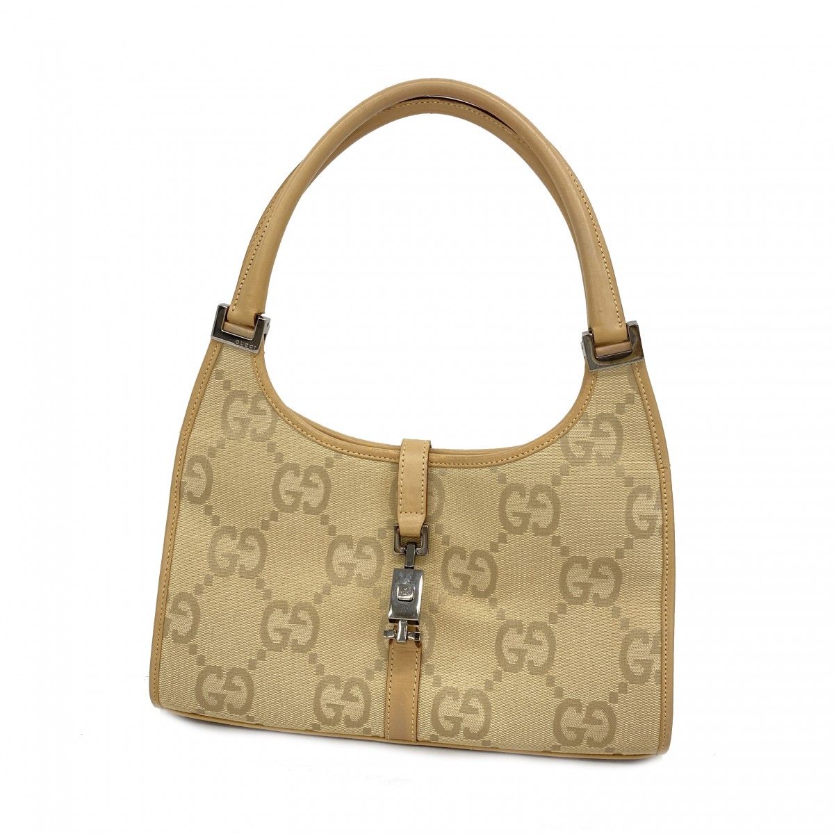 Gucci Handbag Jackie Jumbo GG 002 Canvas Lightbrown Silver