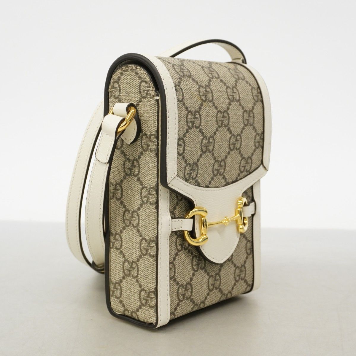 Gucci Shoulder Bag GG Supreme Brown White Gold — view 2