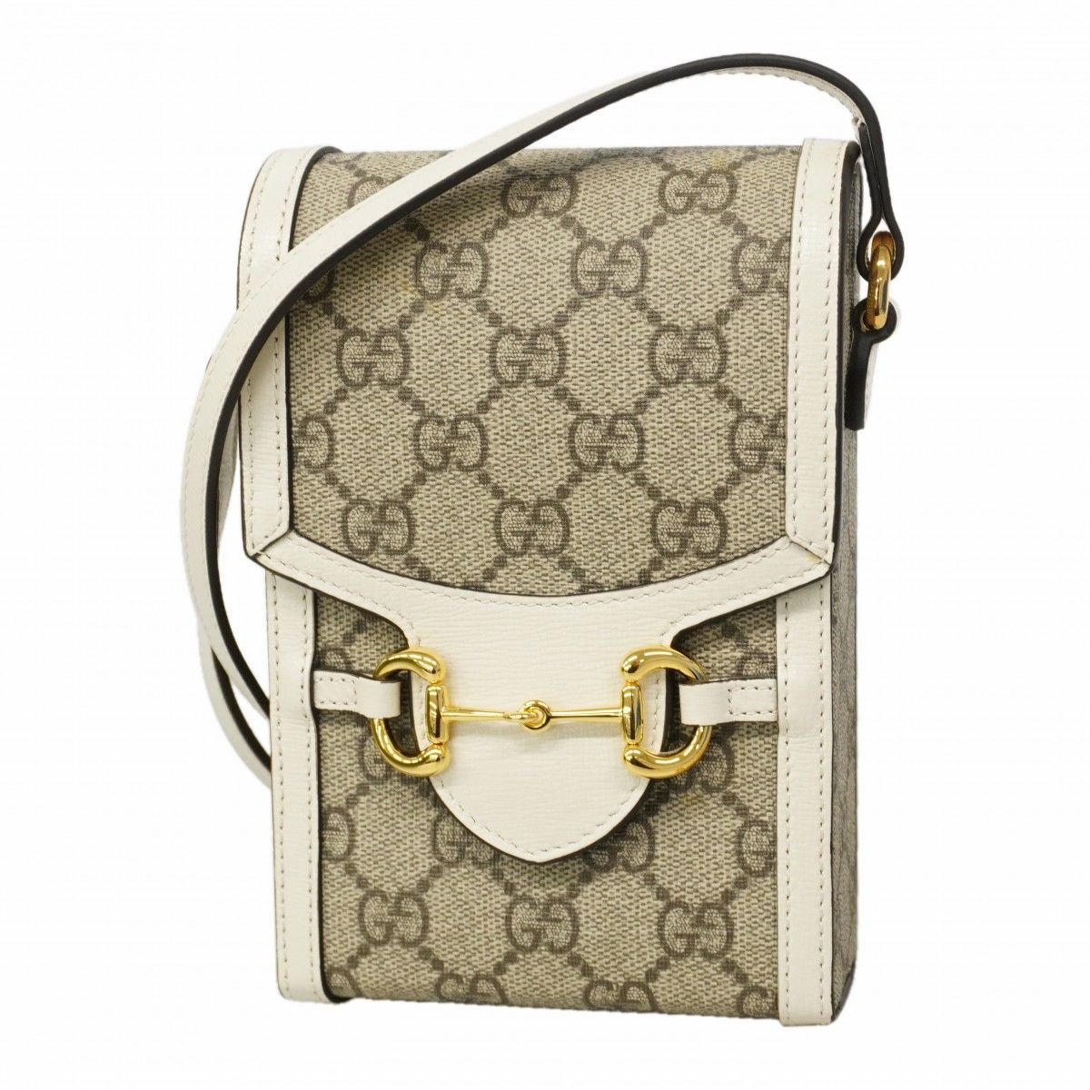 Gucci Shoulder Bag GG Supreme Brown White Gold