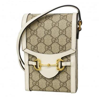 Gucci Shoulder Bag GG Supreme Brown White Gold