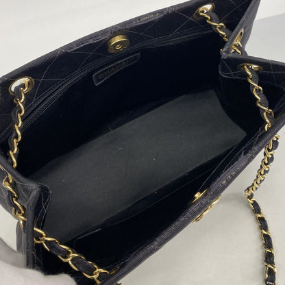 Chanel Shoulder Bag Quilted Cotton Black Gold — view 4