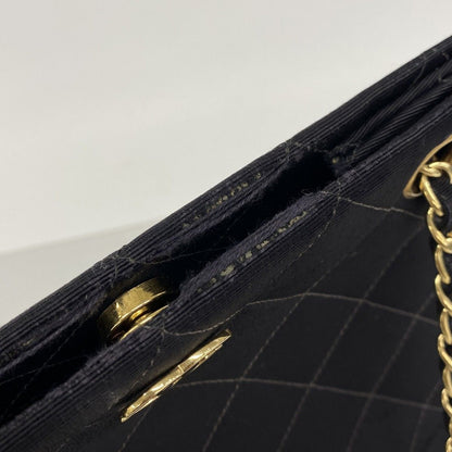 Chanel Shoulder Bag Quilted Cotton Black Gold — view 7