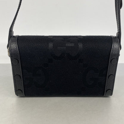 Gucci Shoulder Bag Horsebit Jumbo GG Canvas Black Silver — view 8