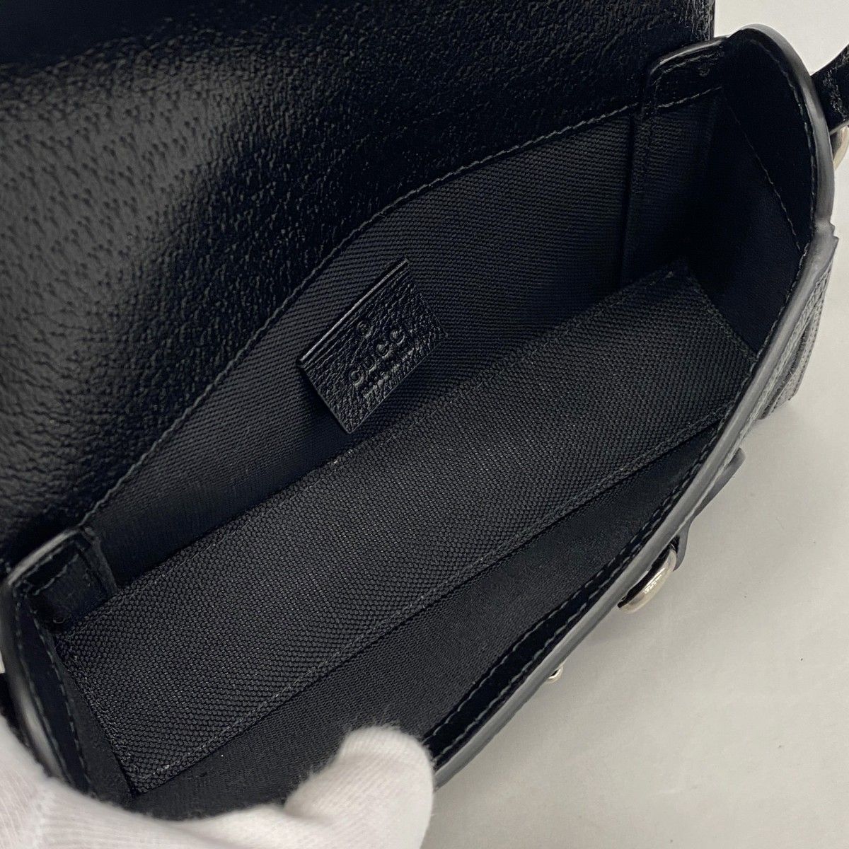 Gucci Shoulder Bag Horsebit Jumbo GG Canvas Black Silver — view 4