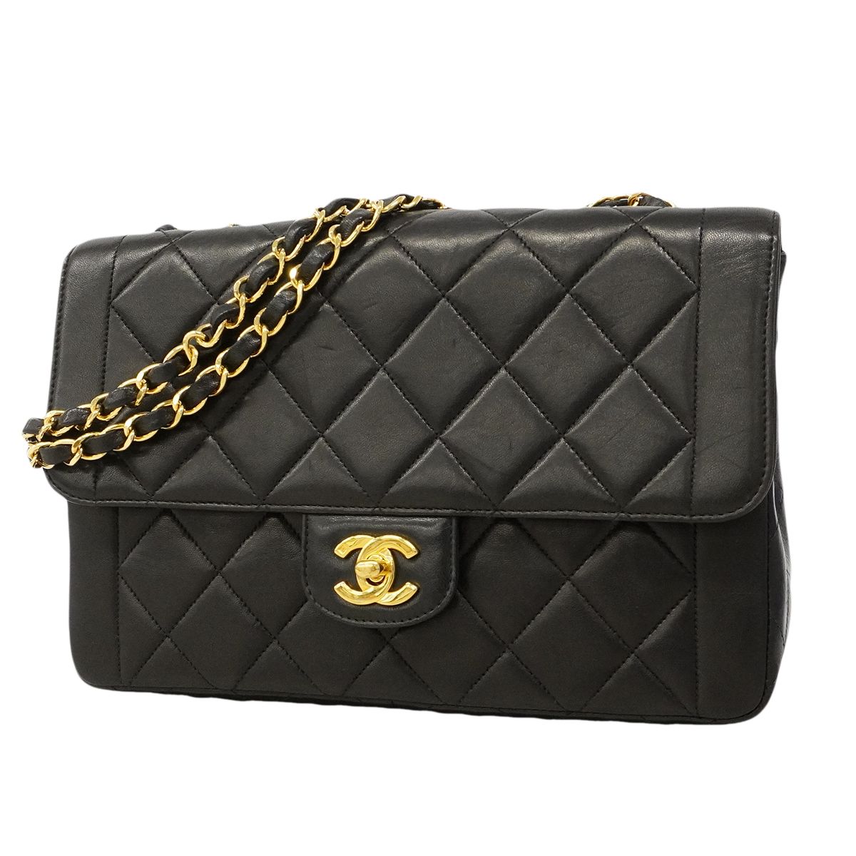 Chanel Shoulder Bag Diana Lambskin Black Gold