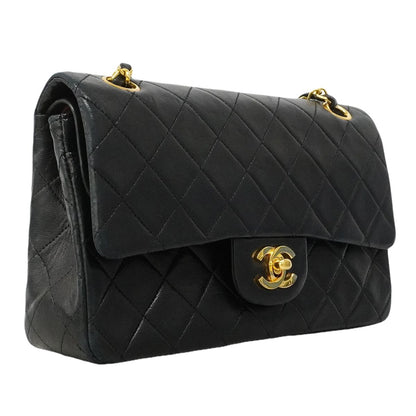 Chanel Shoulder Bag Quilted Lambskin Black Gold — view 2