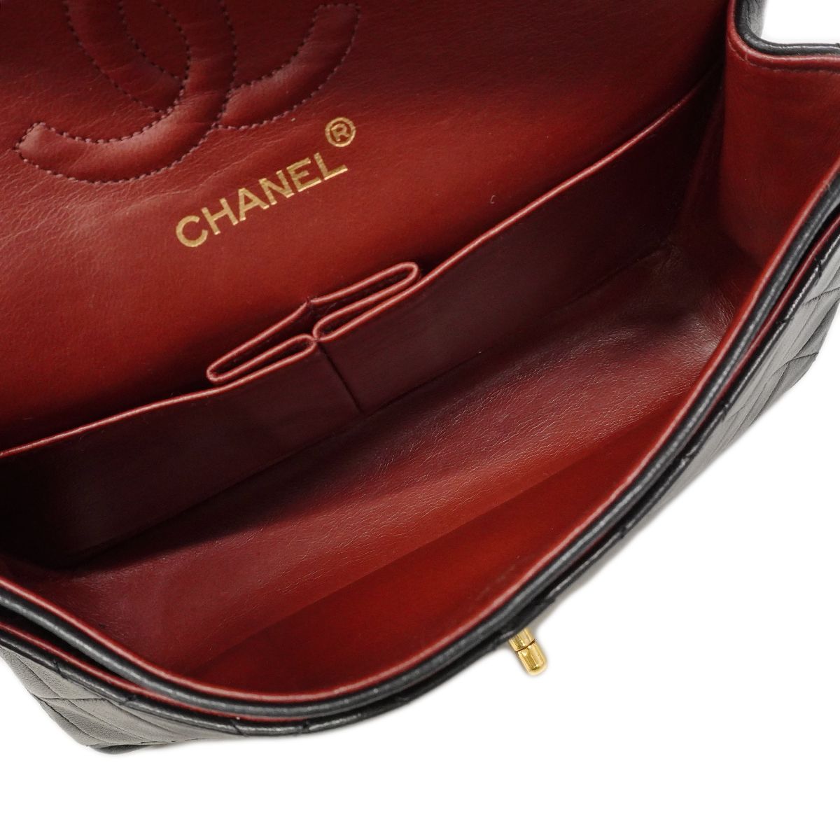 Chanel Shoulder Bag Quilted Lambskin Black Gold — view 4