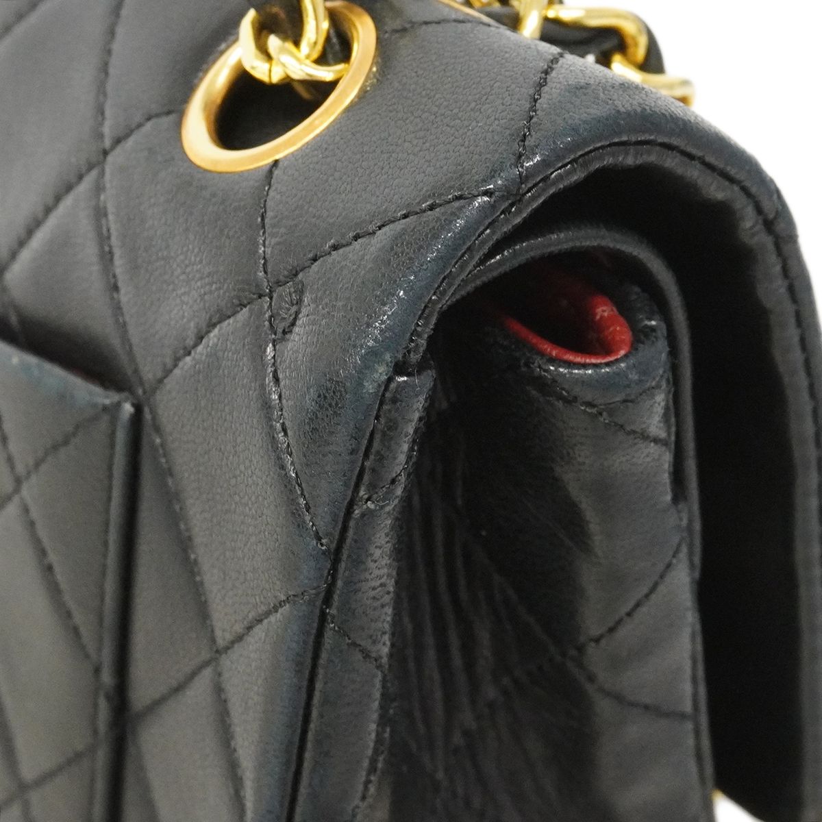 Chanel Shoulder Bag Quilted Lambskin Black Gold — view 6