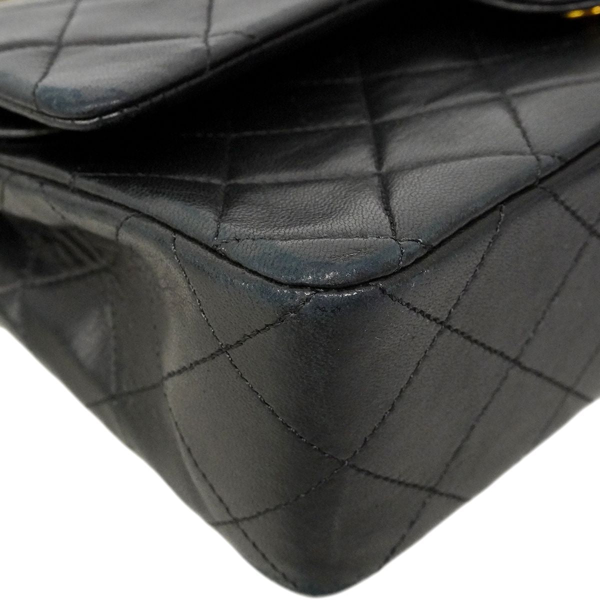 Chanel Shoulder Bag Quilted Lambskin Black Gold — view 7