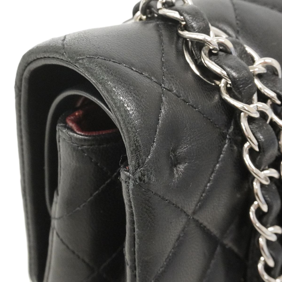 Chanel Shoulder Bag Quilted Lambskin Black Silver — view 6