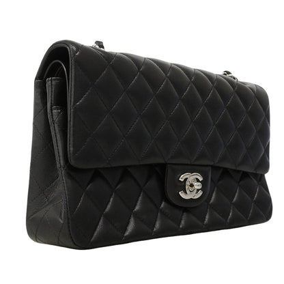 Chanel Shoulder Bag Quilted Lambskin Black Silver — view 2