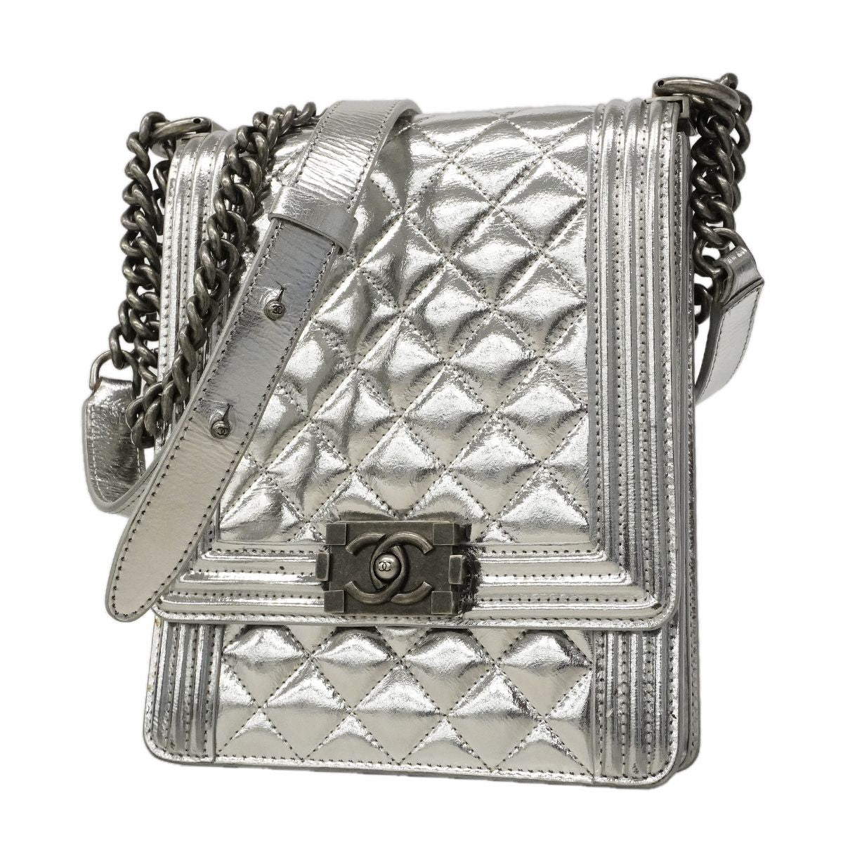 Chanel Shoulder Bag Boy Silver