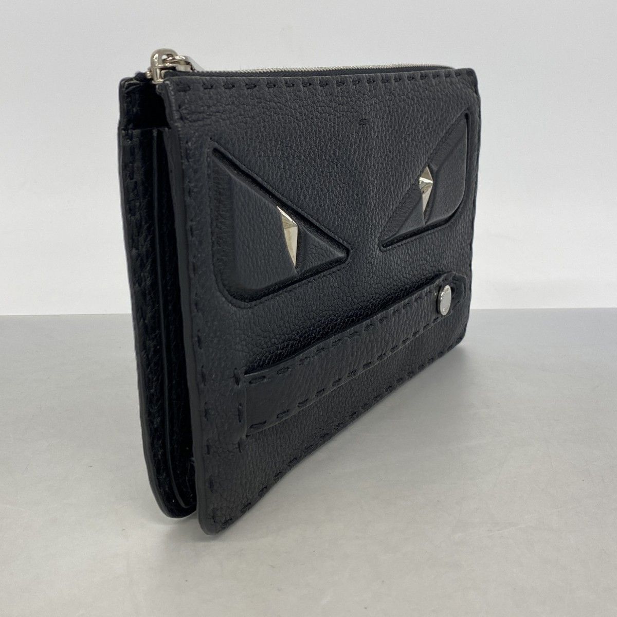 Fendi Clutch Montstar Selleria Leather Black Silver — view 2