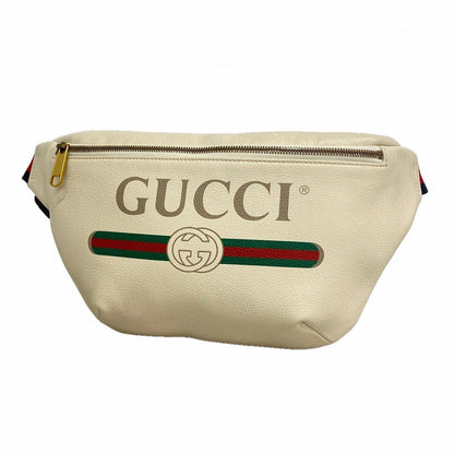 Gucci Waist Bag Leather White Gold