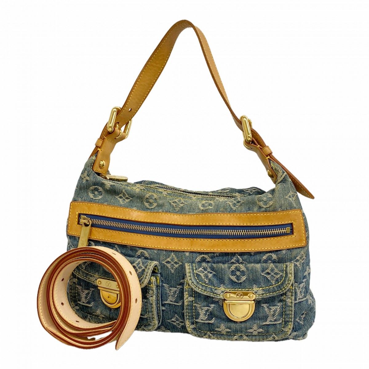 Louis Vuitton Handbag Monogram Denim PM Blue 2-Way