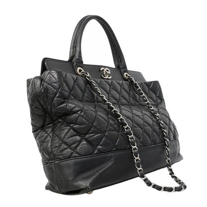 Chanel Handbag Quilted Leather Black Silver 2-Way — view 2