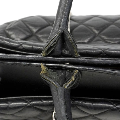 Chanel Handbag Quilted Leather Black Silver 2-Way — view 8