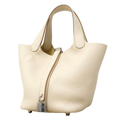 Hermes Handbag Picotin Lock PM Taurillon Clemence Cles Silver