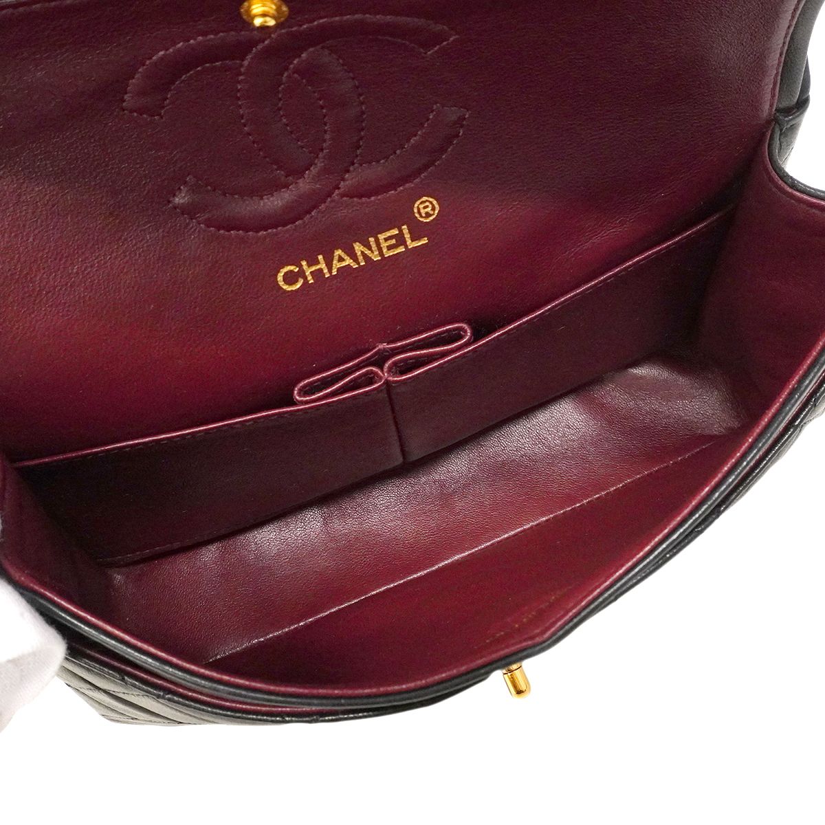 Chanel Shoulder Bag Quilted Lambskin Black Gold — view 4