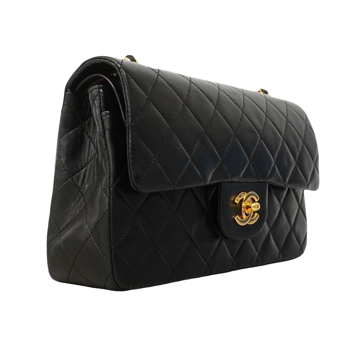 Chanel Shoulder Bag Quilted Lambskin Black Gold — view 2