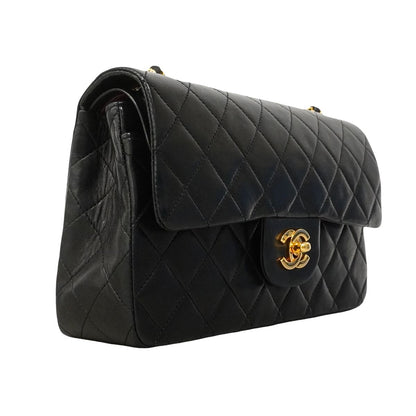 Chanel Shoulder Bag Quilted Lambskin Black Gold — view 2