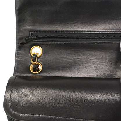 Chanel Shoulder Bag Quilted Lambskin Black Gold — view 8